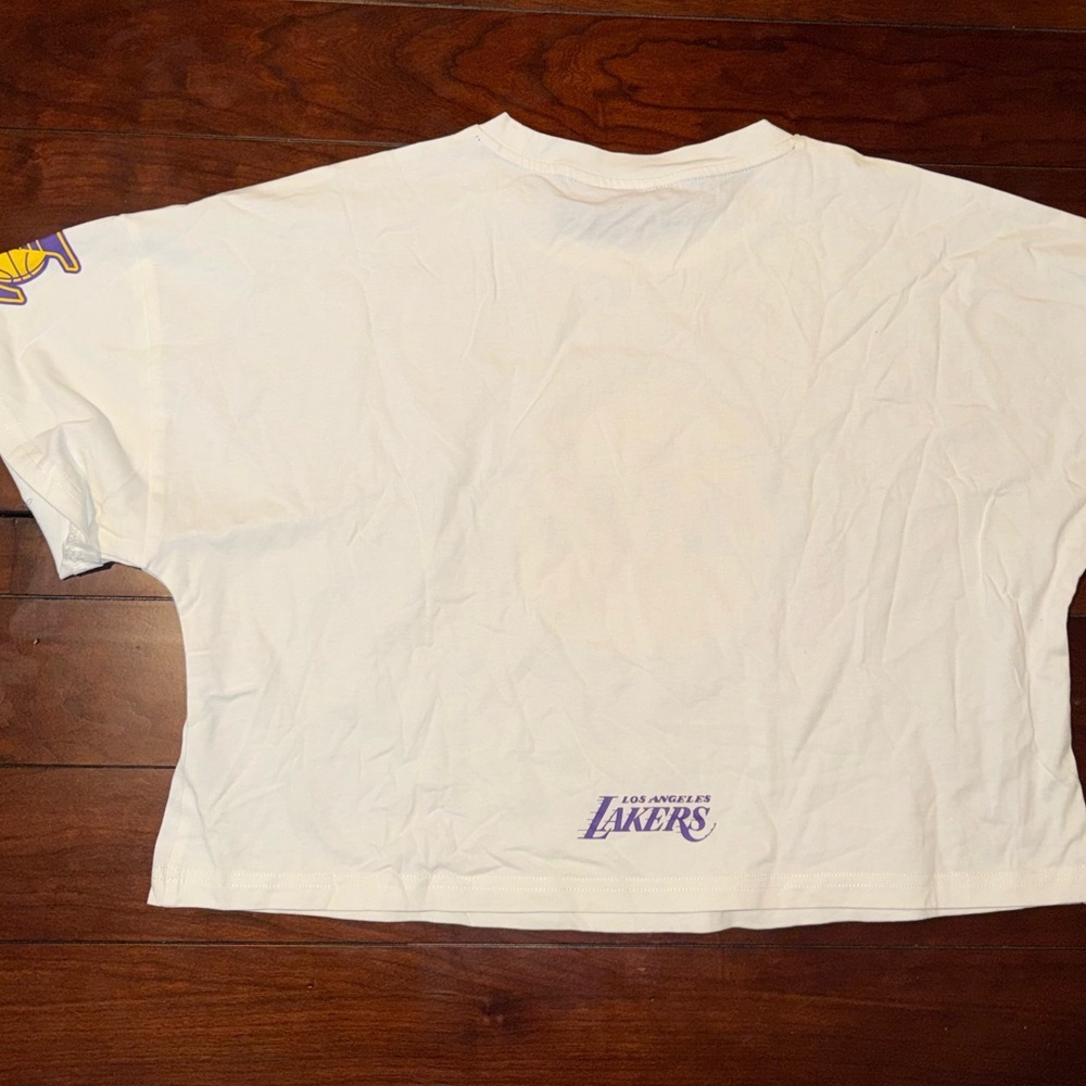 NBA Los Angeles Lakers Cropped t shirt medium cream size M - Picture 5 of 5